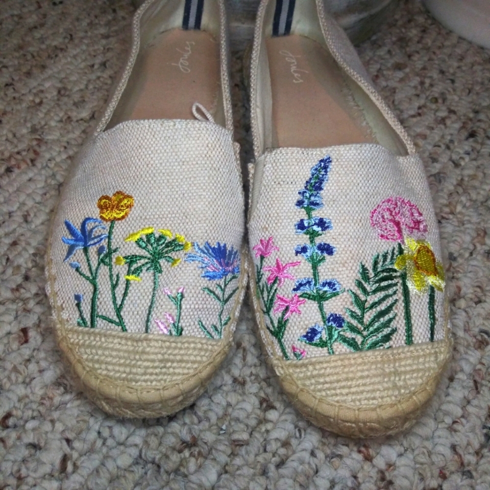 Anthropologie Joules Shelbury  Floral Embroidered Cottagecore Style Espadrilles - Picture 5 of 10